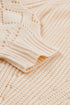 Hollow-Out Puffy Sleeve Drop Shoulder Round Neck Knit Pullover Sweater